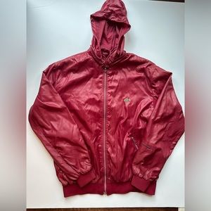 vintage lacoste rain jacket windbreaker size M full zip Maroon Nylon